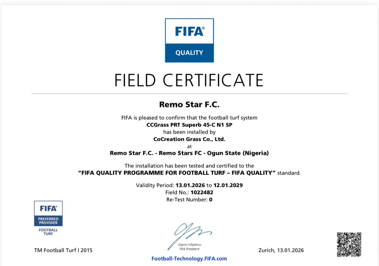 Cover image for Monimichelle Sports’ Remo Stars pitch gets first-ever FIFA Quality Certification in Nigeria