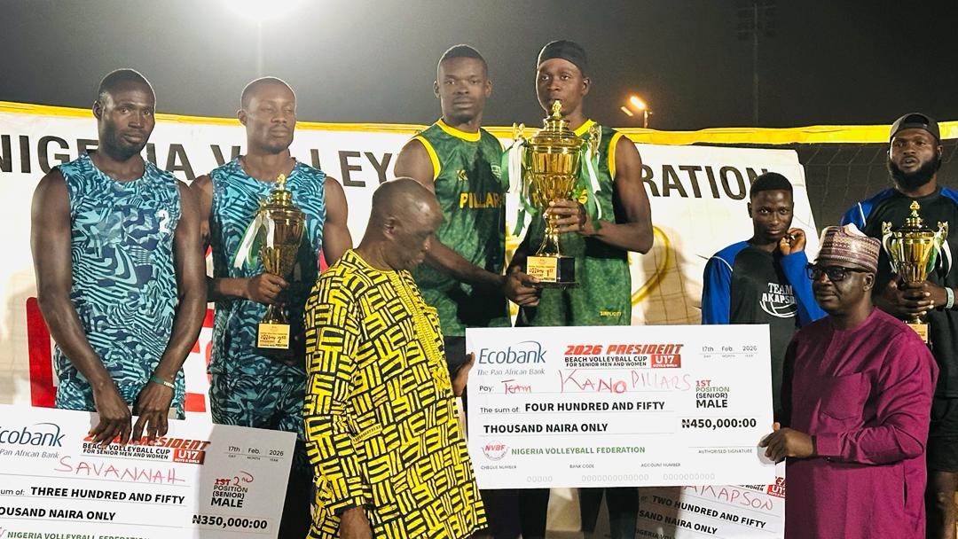 Cover image for Kano Pillars, Kada Emeralds win  2026 President Beach Volleyball Cup 